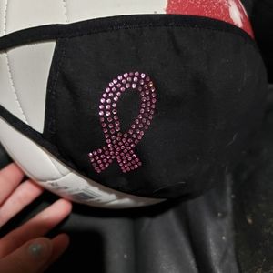 New Breast Cancer 'Bling' Ribbon Cotton Mask